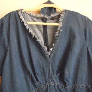 Fringed Edge Denim Dress